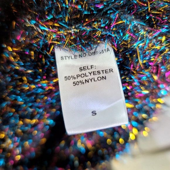 Rehab Brand Womens S Colorful Tinsel Fuzzy Bodycon Mini Cocktail Dress - Picture 10 of 10